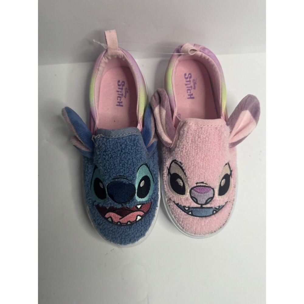 Disney Stitch Angel Plush Slip On Sneakers Kids Size 11 Pink Blue